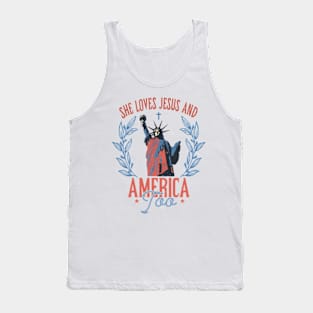 She Loves Jesus And America Too, Independence Day, Christian 4th of July, Jesus Lover America Tank Top